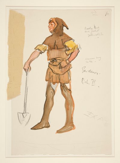 Jardinero, boceto de vestuario para Henry Irving de Edwin Austin Abbey