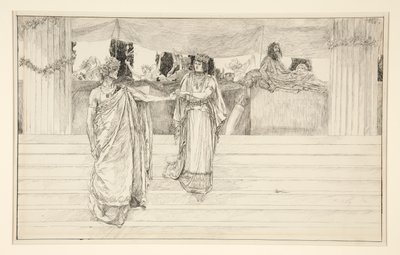 Hermione ruega a Polixenes - Acto I, Escena II, El Invierno de Edwin Austin Abbey