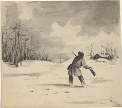 Cazadora en la nieve de Edwin Austin Abbey