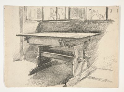 Estudio Interior: Rothenburg, estudio de una mesa gótica de Edwin Austin Abbey