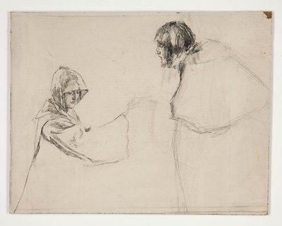Isabella y el duque (estudio para .1108), de Medida por medida de Edwin Austin Abbey