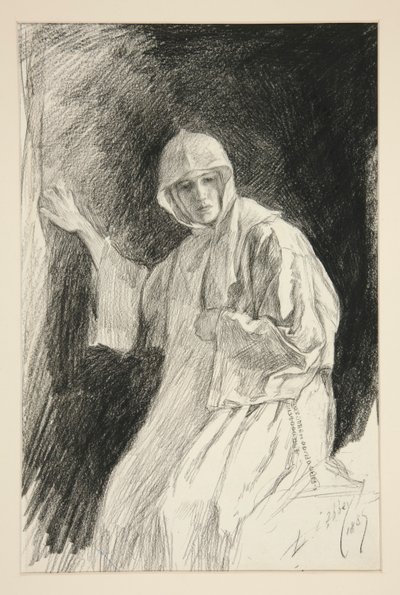 Isabella en el convento - Acto I, Escena V, Medida por medida de Edwin Austin Abbey