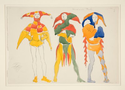 Tontos itinerantes, boceto de vestuario para Henry Irving de Edwin Austin Abbey