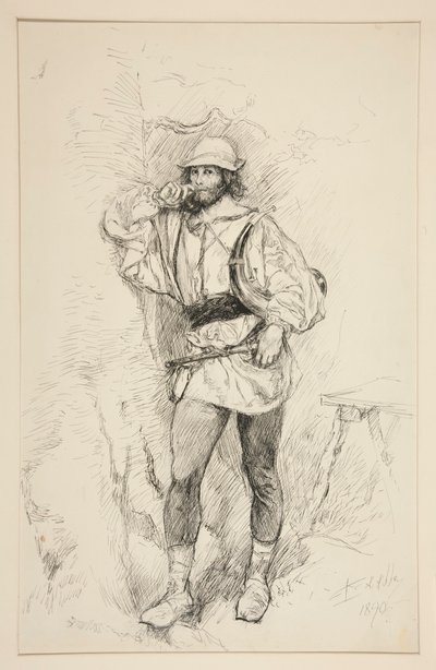 Jacques, ilustración para el Acto II, Escena V, Como gustéis de Edwin Austin Abbey