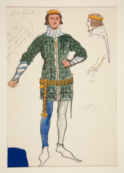 John of Gaunt, boceto de vestuario para Henry Irving de Edwin Austin Abbey