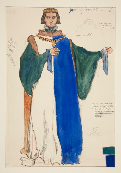 John of Gaunt, boceto de vestuario para Henry Irving de Edwin Austin Abbey