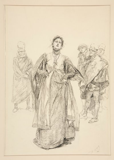 Katharina, ilustración del Acto I, Escena i, La fierecilla domada de Edwin Austin Abbey