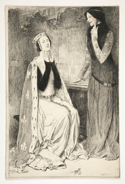 Katherine y Alice - Acto III, Escena V, Rey Enrique V de Edwin Austin Abbey