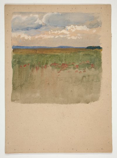 paisaje con campo, horizonte, cielo de Edwin Austin Abbey