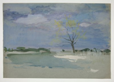 paisaje con arbol de Edwin Austin Abbey