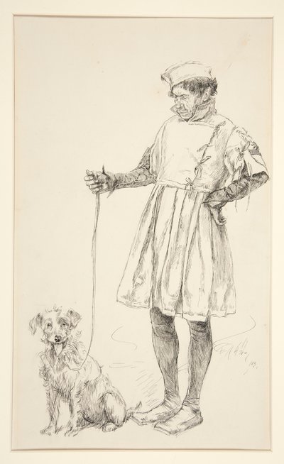 Lance y su perro, del Acto IV, Escena IV, Dos caballeros de Verona de Edwin Austin Abbey