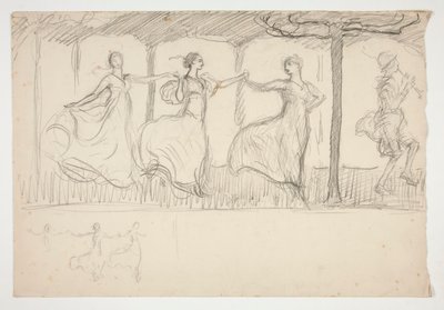Línea de mujeres bailando - (ilustración no identificada) de Edwin Austin Abbey