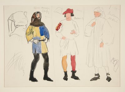 Traje de lino, Traje de panadero, Caballero: boceto de vestuario para Henry Irving de Edwin Austin Abbey