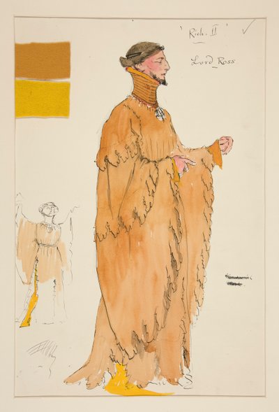 Lord Ross, boceto de vestuario para Henry Irving de Edwin Austin Abbey