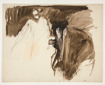 Figura masculina, boceto de una obra de Shakespeare no identificada de Edwin Austin Abbey