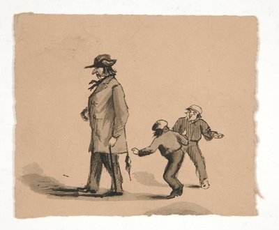 hombre caminando con dos niños de Edwin Austin Abbey