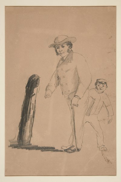 hombre y niño (anverso); Cabezas y figuras de chinos (verso) de Edwin Austin Abbey