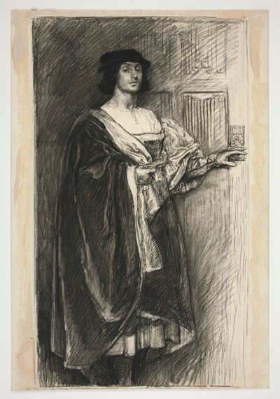 Hombre en traje renacentista - (¿ilustración no identificada para una obra de Shakespeare?) de Edwin Austin Abbey