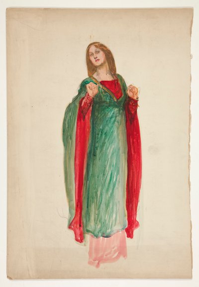 Dama medieval, boceto de una obra de Shakespeare no identificada de Edwin Austin Abbey