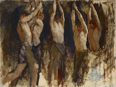 Hombres en un Yunque, estudio para El Espíritu de Vulcano de Edwin Austin Abbey