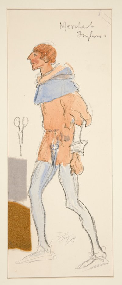 Merchant Taylor, boceto de vestuario para Henry Irving de Edwin Austin Abbey