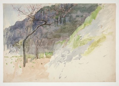 Paisaje montañoso con árboles en ciernes de Edwin Austin Abbey