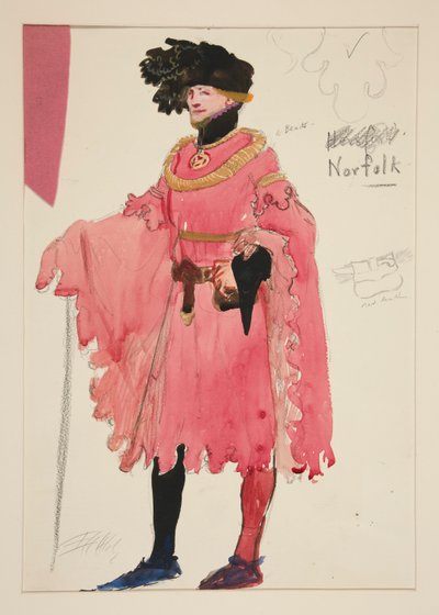 Norfolk, boceto de vestuario para Henry Irving de Edwin Austin Abbey