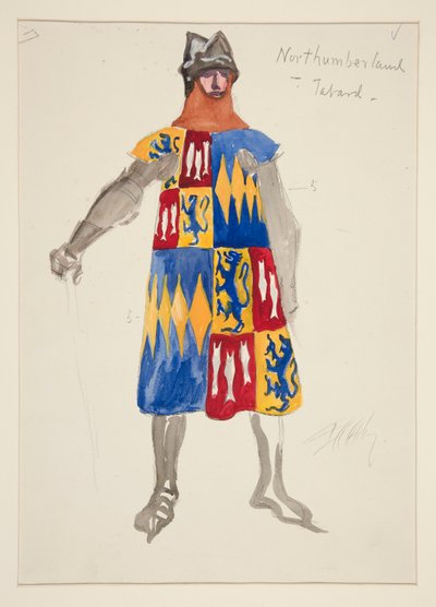 Northumberland - Tabardo, boceto de vestuario para Henry Irving de Edwin Austin Abbey