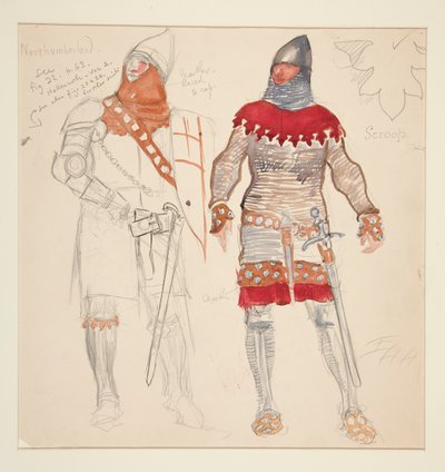 Northumberland Men, boceto de vestuario para Henry Irving de Edwin Austin Abbey