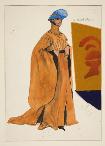 Northumberland, boceto de vestuario para Henry Irving de Edwin Austin Abbey