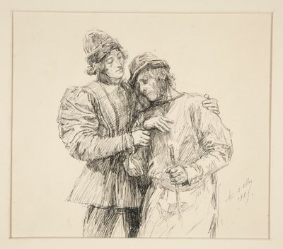 Orlando y Adam, ilustración del Acto II, Escena IV, Como gustéis de Edwin Austin Abbey