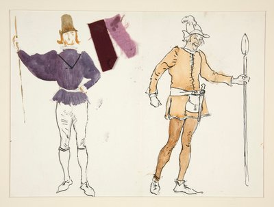 Campesinos, boceto de vestuario para Henry Irving de Edwin Austin Abbey