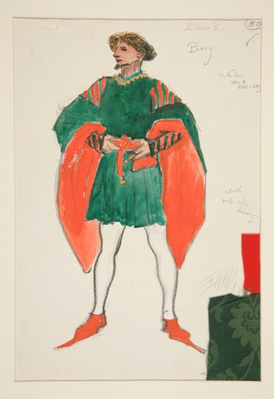 Percy, boceto de vestuario para Henry Irving de Edwin Austin Abbey