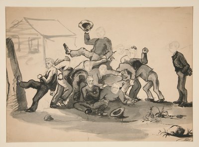 Montón de hombres: caricatura de de Edwin Austin Abbey