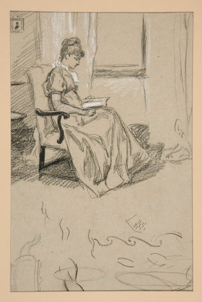 Retrato de la Sra. Abbey, leyendo de Edwin Austin Abbey