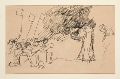 Boceto preliminar del Acto II, Escena I, Todos de Edwin Austin Abbey
