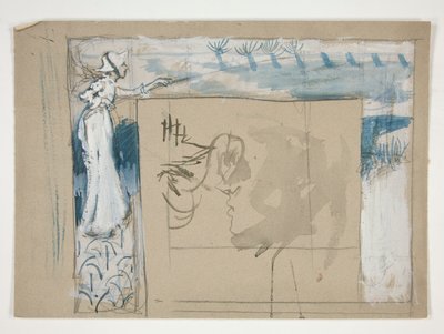 Boceto preliminar para un marco de chimenea de azulejos de Edwin Austin Abbey