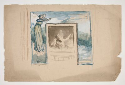 Boceto preliminar para un marco de chimenea de azulejos de Edwin Austin Abbey
