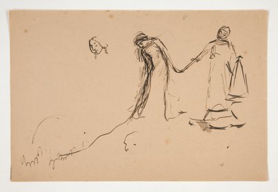 Boceto preliminar de Helena y Lafeu para el Acto IV, Escena III, Todos de Edwin Austin Abbey