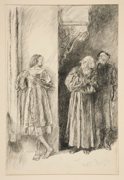 Proteo y Antonio, del Acto I, Escena III, Dos hidalgos de Verona de Edwin Austin Abbey