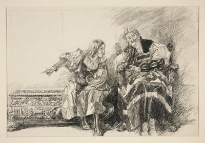 Proteo y el duque, del Acto III, Escena i, Dos caballeros de Verona de Edwin Austin Abbey