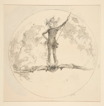 Puck, ilustración del Acto II, Escena II, Una noche de verano de Edwin Austin Abbey