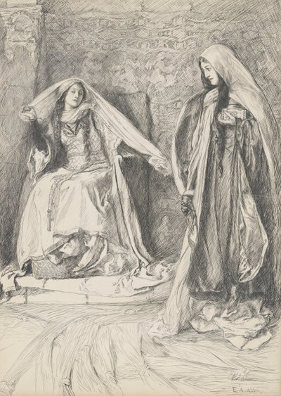 Rebecca y Rowena, ilustración para Ivanhoe de Edwin Austin Abbey