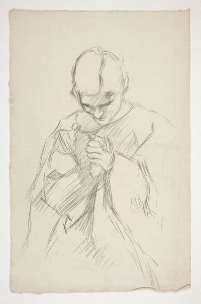 Figura con túnica, rezando: estudio para la serie de murales The Quest of the Holy Grail en la Biblioteca Pública de Boston de Edwin Austin Abbey