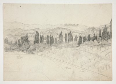 Paisaje romano (?) visto desde el balcón (anverso); paisaje marino (verso) de Edwin Austin Abbey