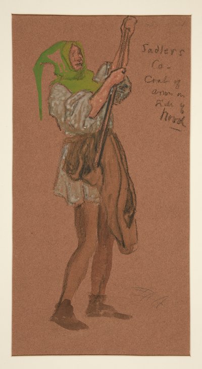 Traje de Sadlers, boceto de vestuario para Henry Irving de Edwin Austin Abbey