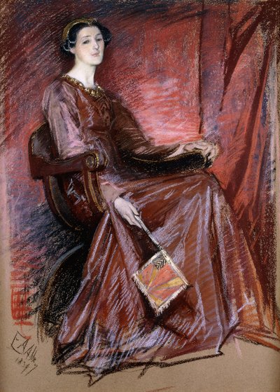 Mujer sentada con tocado isabelino, 1897 de Edwin Austin Abbey