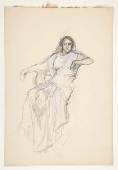 Señora sentada, boceto de una obra de Shakespeare no identificada de Edwin Austin Abbey