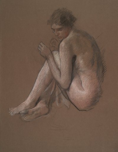 Figura femenina desnuda sentada. de Edwin Austin Abbey