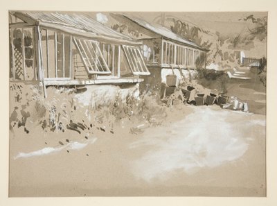 chozas y arbustos de Edwin Austin Abbey